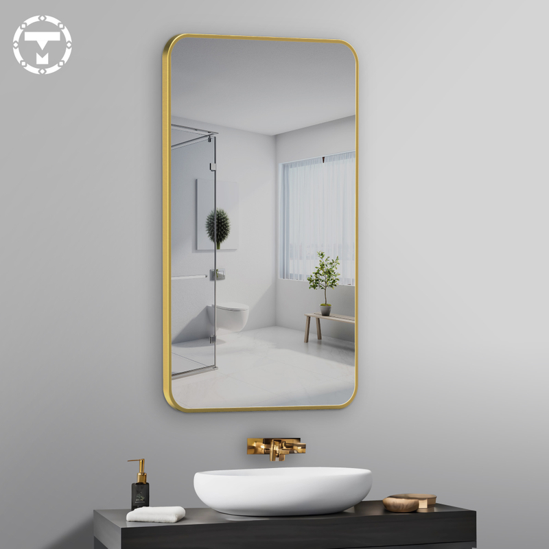 Rectangle SS201 Stainless Steel Frame Brushed Gold 4mm Copper Free Mirror