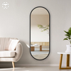 Oval Tubular Iron Frame Medium End Matte Black 5mm Aluminum Mirror