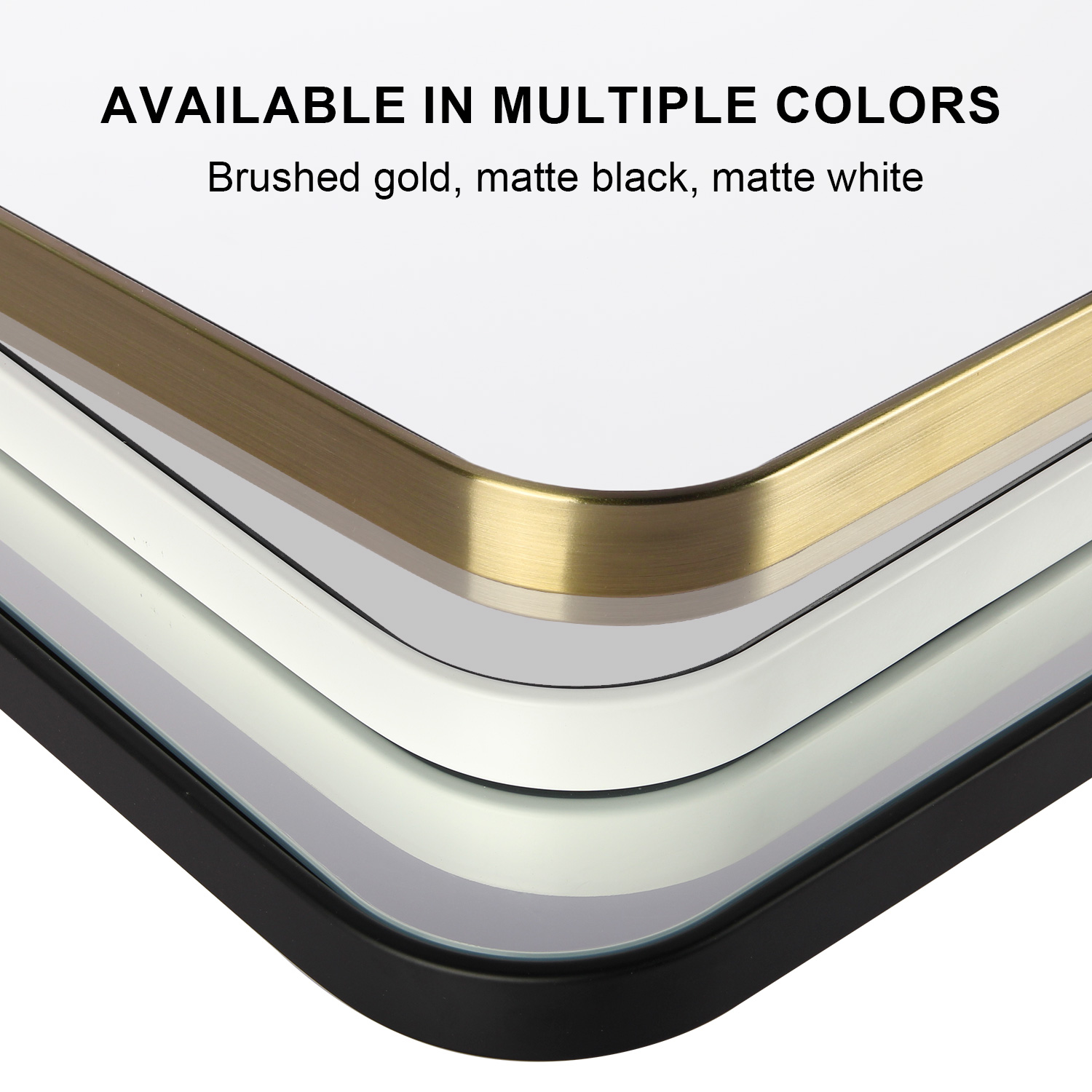 Rectangle SS201 Stainless Steel Frame Brushed Gold 4mm Copper Free Mirror