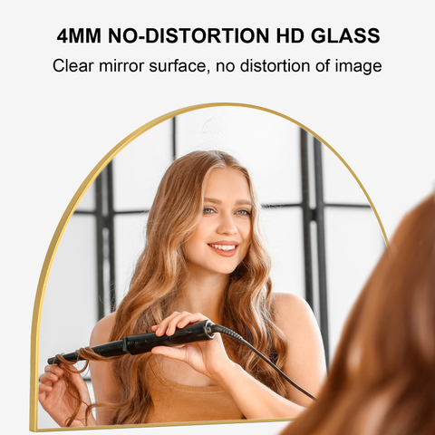 Arch L-Shaped Iron Frame Matte Black 5mm Aluminum Mirror