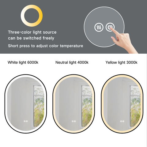 LED Oval SS201 Stainless Steel Frame 5mm Copper Free Mirror