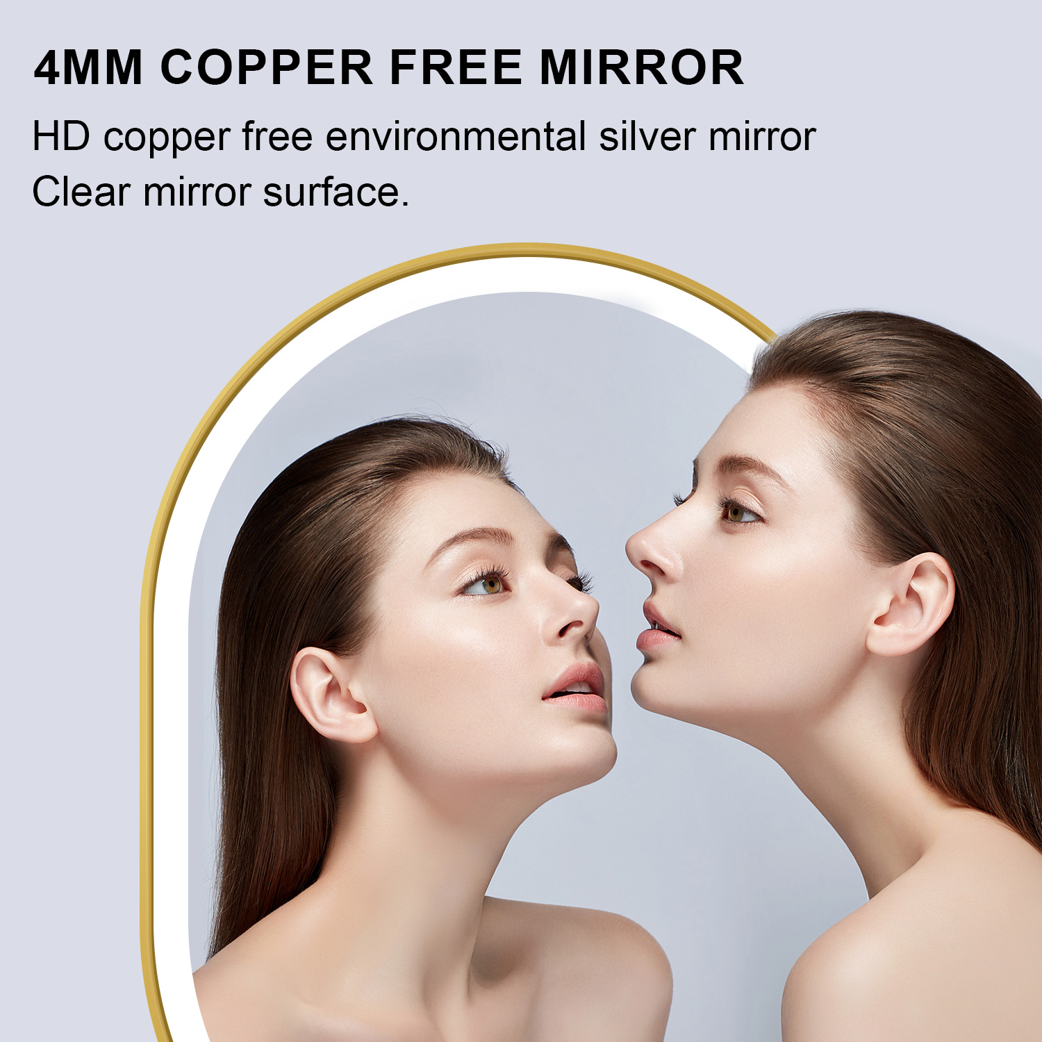 LED Oval Stainless Steel Frame 5mm Copper Free Mirror