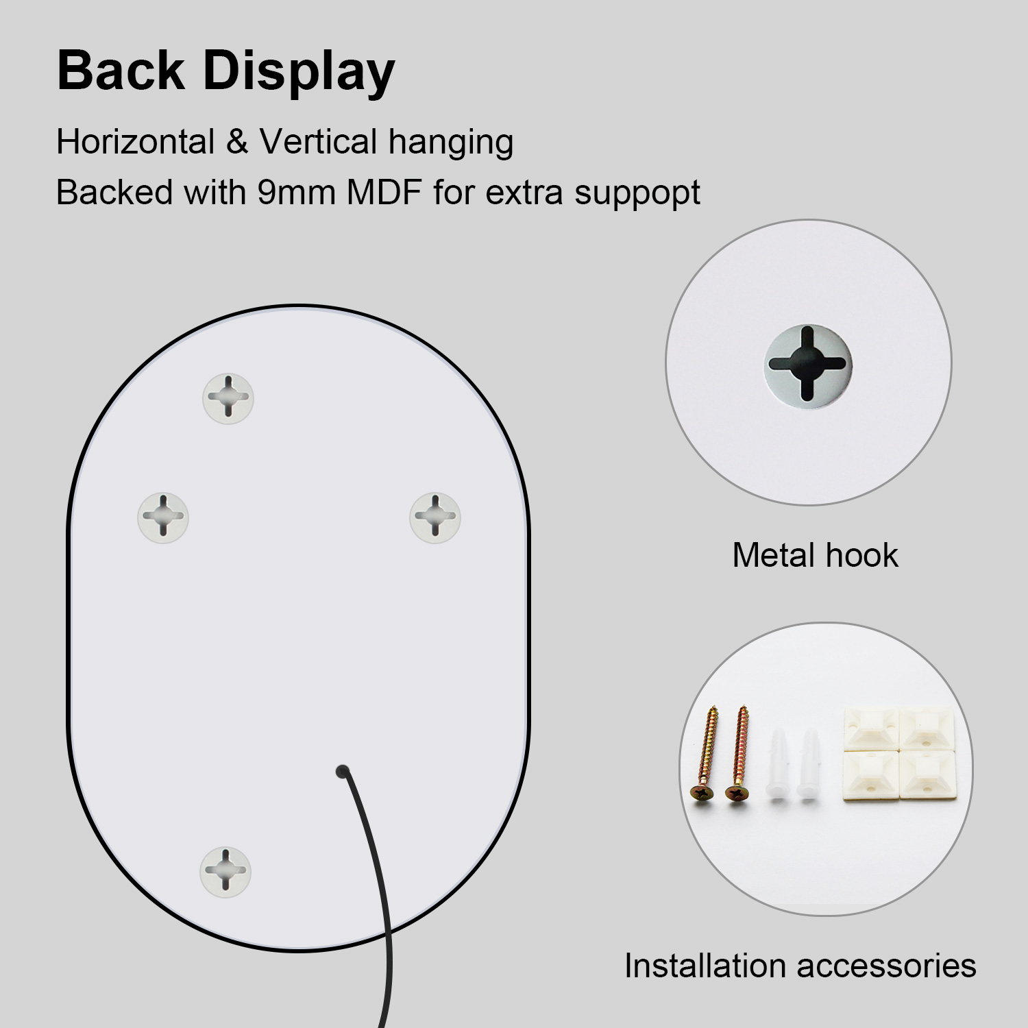 LED Oval SS201 Stainless Steel Frame 5mm Copper Free Mirror