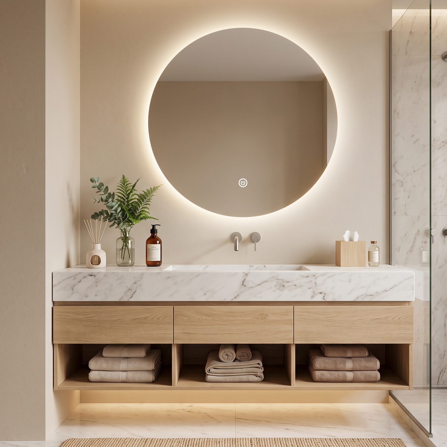 LED Round TM-R500 Backlit Bathroom Mirror for Hotel Wholesale