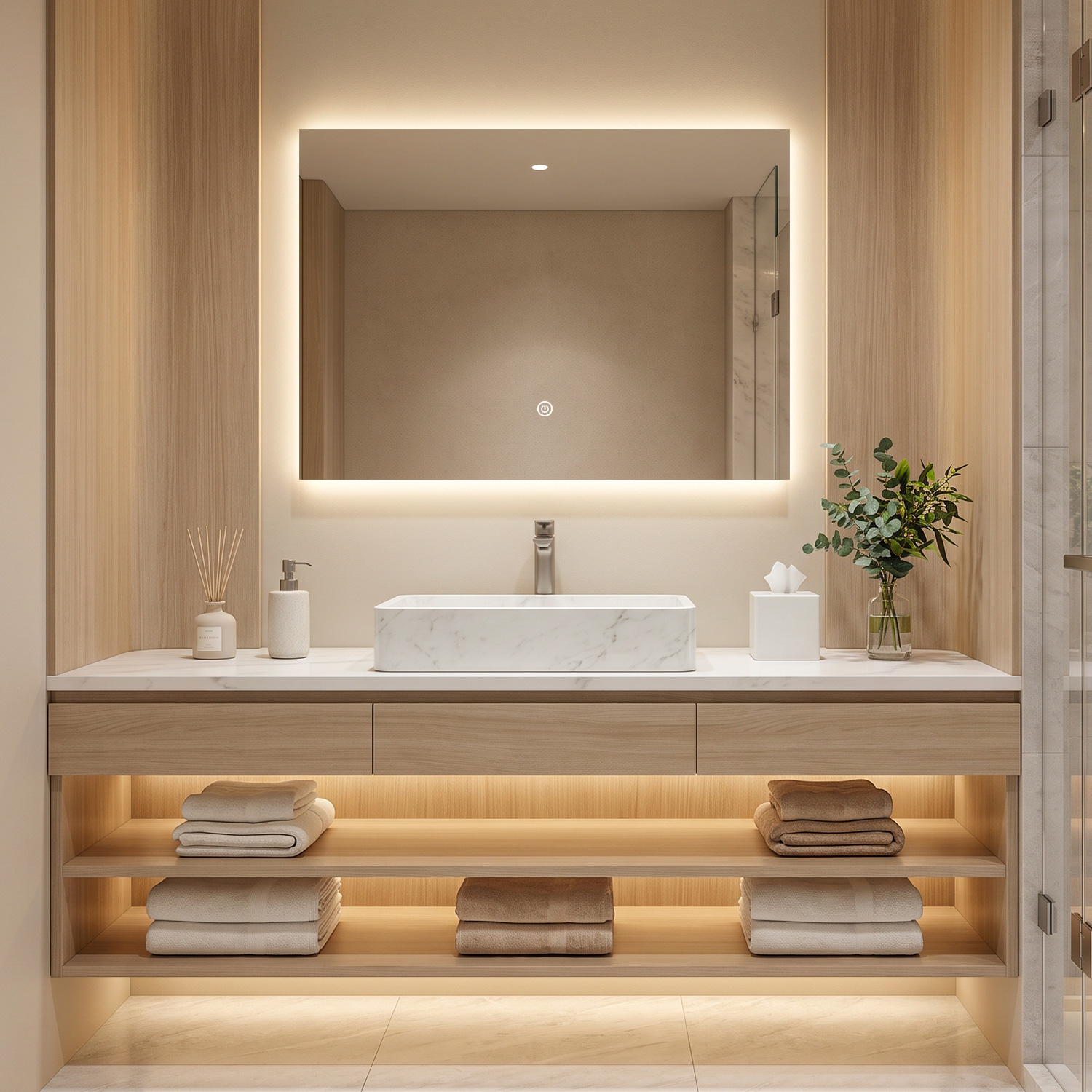 LED Rectangle TM-S7050 Backlit Bathroom Mirror for Hotel Wholesale